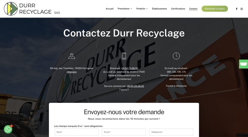 Création site internet Durr Recyclage