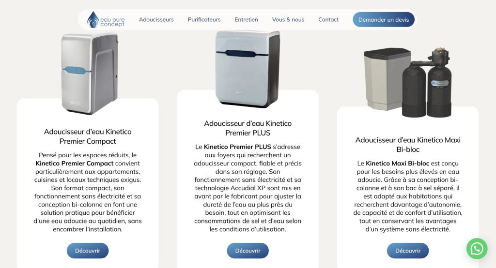 création site web Eau Pure Concept